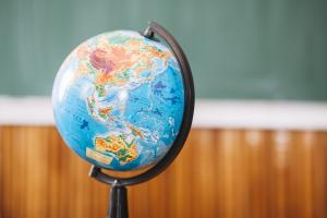 World Globe Classroom Blurred Background